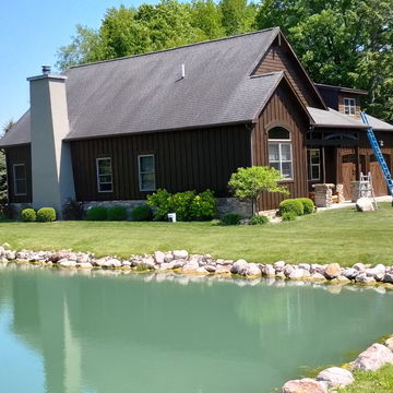 dark green painted house