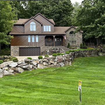 dark exterior stained wood house