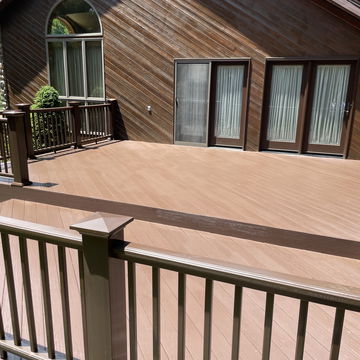 dark exterior stained deck