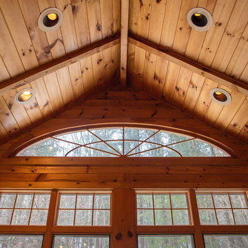 Freshly stained wood ceiling
