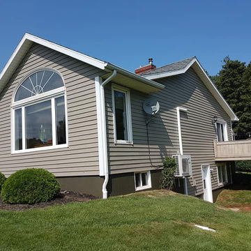 Freshly painted gray exterior panelling