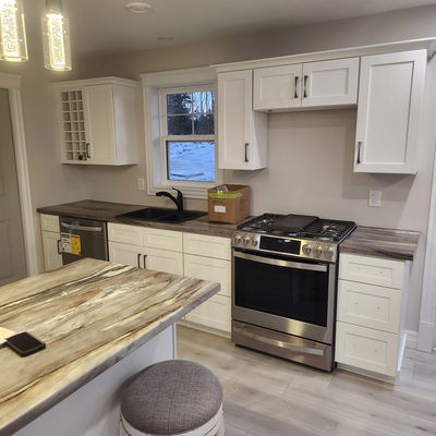 freshly painted white kitchen cabinets