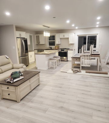 Freshly painted white kitchen area